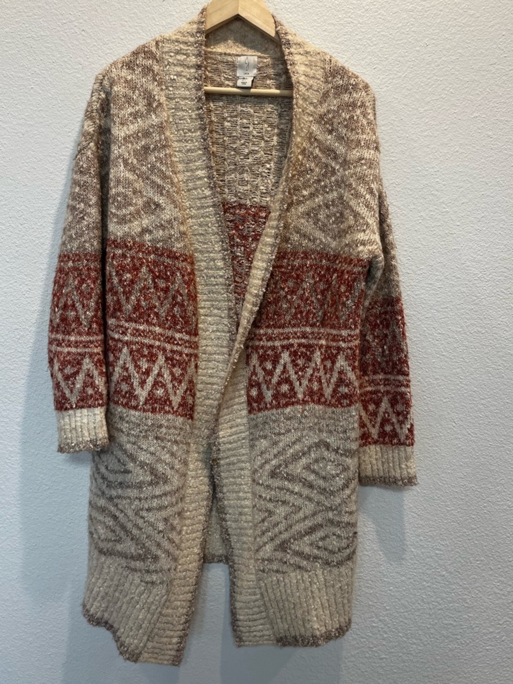 Joie Cream & Rust‎ Knit Duster Cardigan